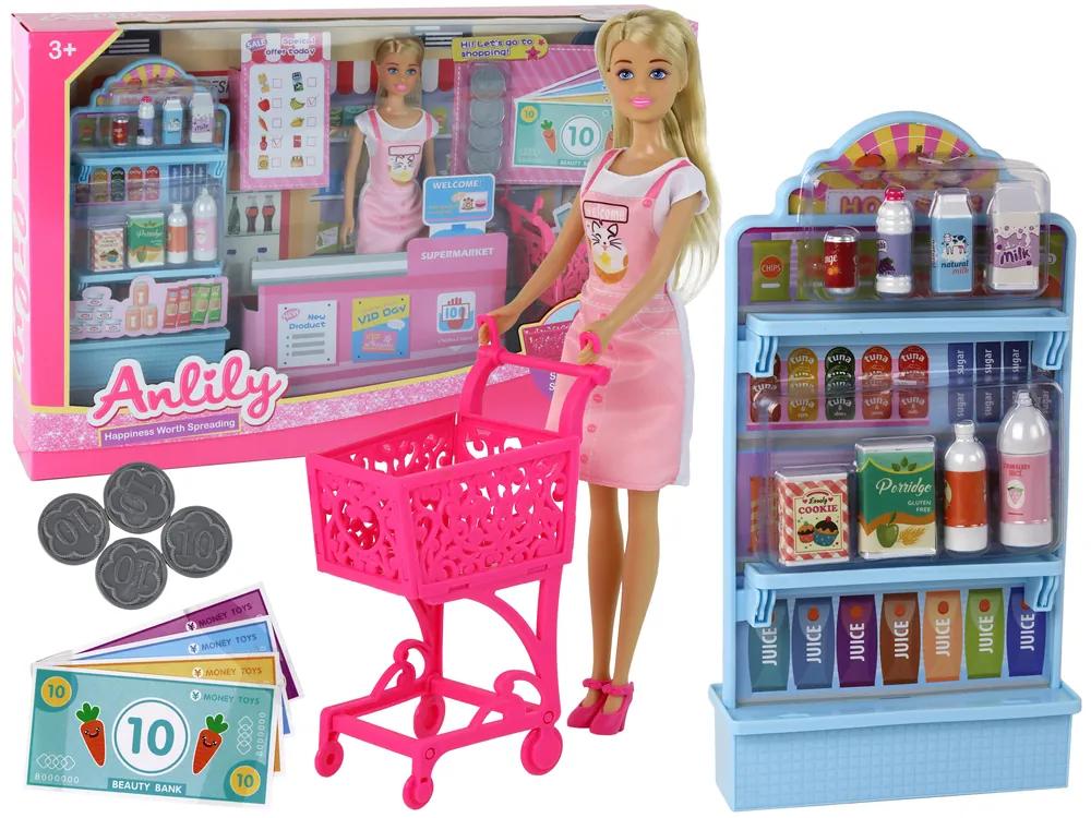 Lean Toys Bábika Anlily – Supermarket s doplnkami