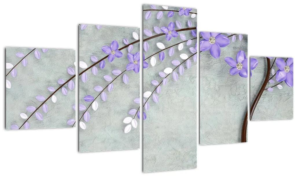 Obraz - Fialový dážď (125x70 cm), 40 ďalších rozmerov