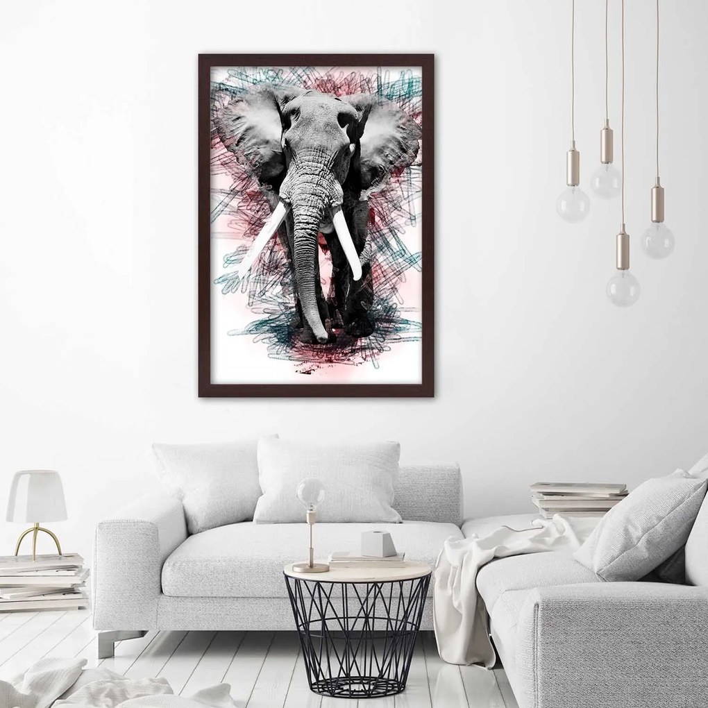 Gario Plagát Slon na abstraktnom pozadí Farba rámu: Bez rámu, Rozmery: 40 x 60 cm