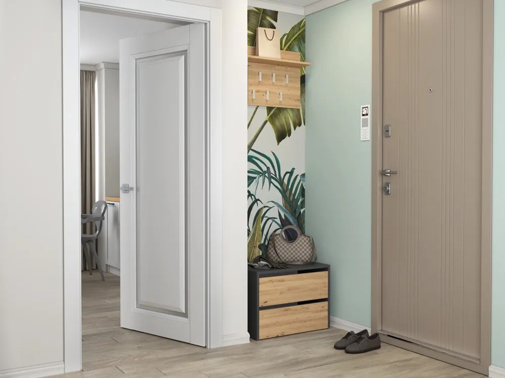 Botník (skrinka na topánky) Metido 1 (antracit + dub artisan). Akcia -19%. Vlastná spoľahlivá doprava až k Vám domov. 1132580