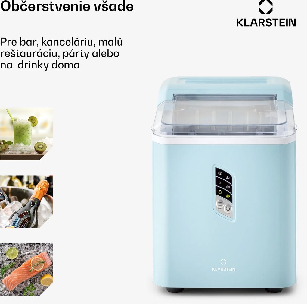 Klarstein Albaron, výrobník ľadu, tvar náboja, 12 kg/24 h, nádrž 1,5 l, displej