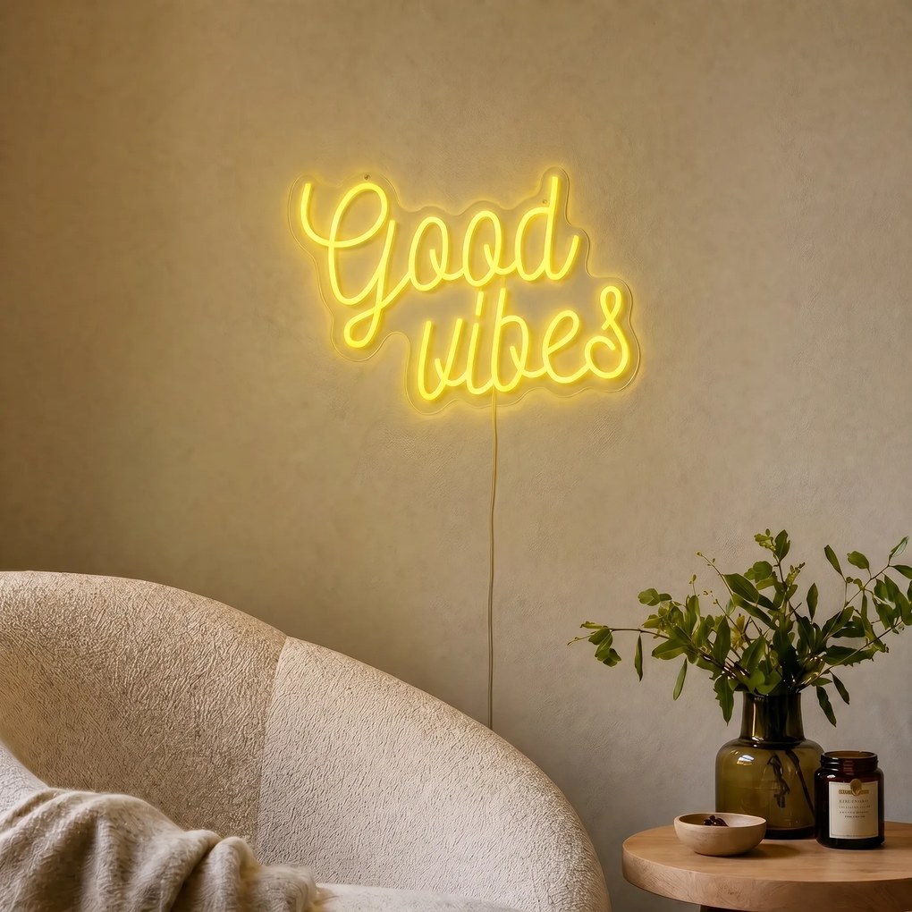 Žlté neónové nástenné svietidlo vrátane LED - Good Vibes