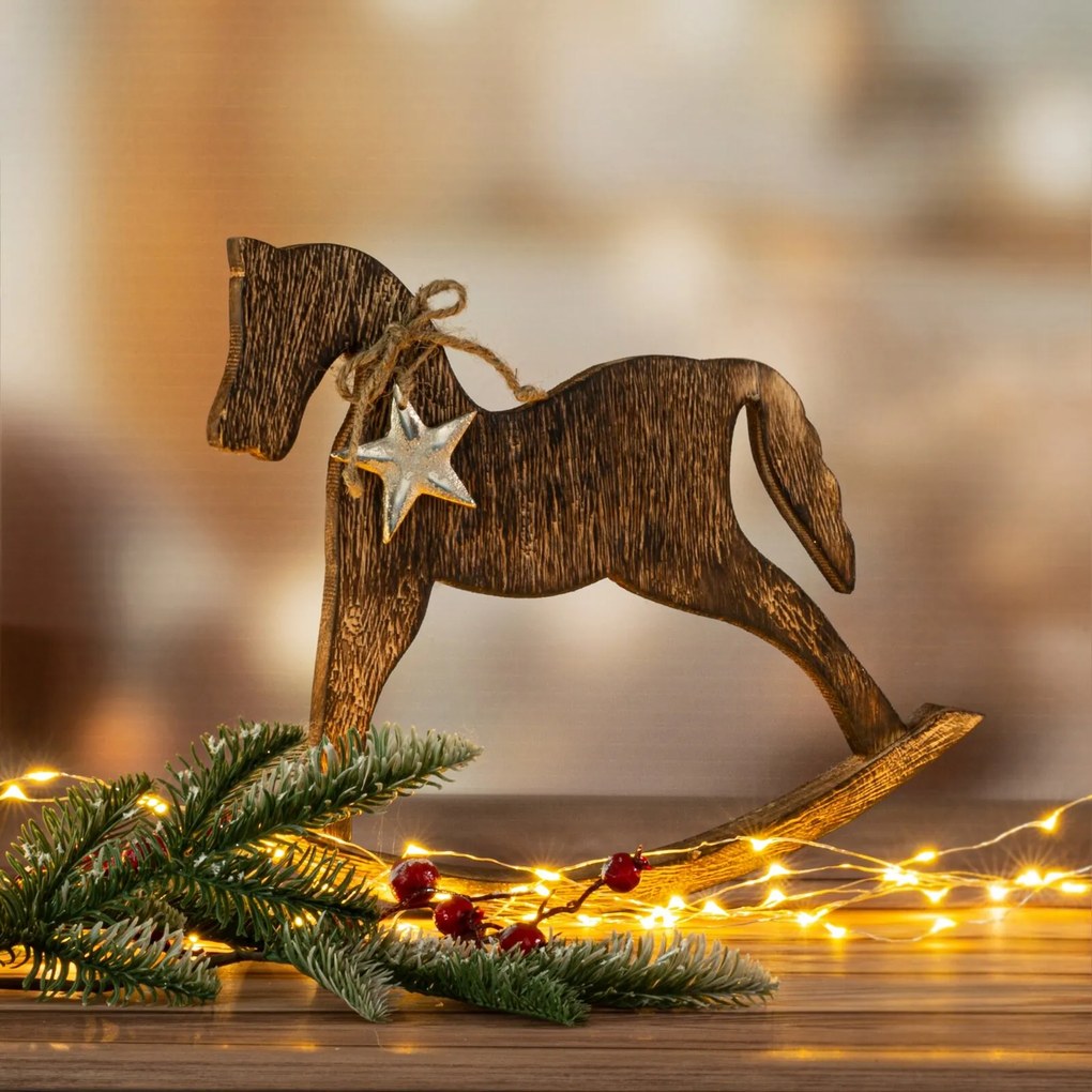 VIANOČNÁ SOŠKA HORSE SADA 2KS 24X17 CM HNEDÁ
