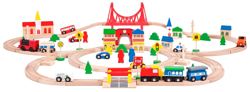 Wellhox Drevená vlaková dráha s elektrickým vláčikom