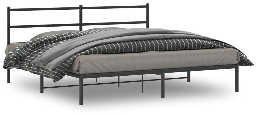 Kovový rám postele s čelom čierny 183x213 cm 355370