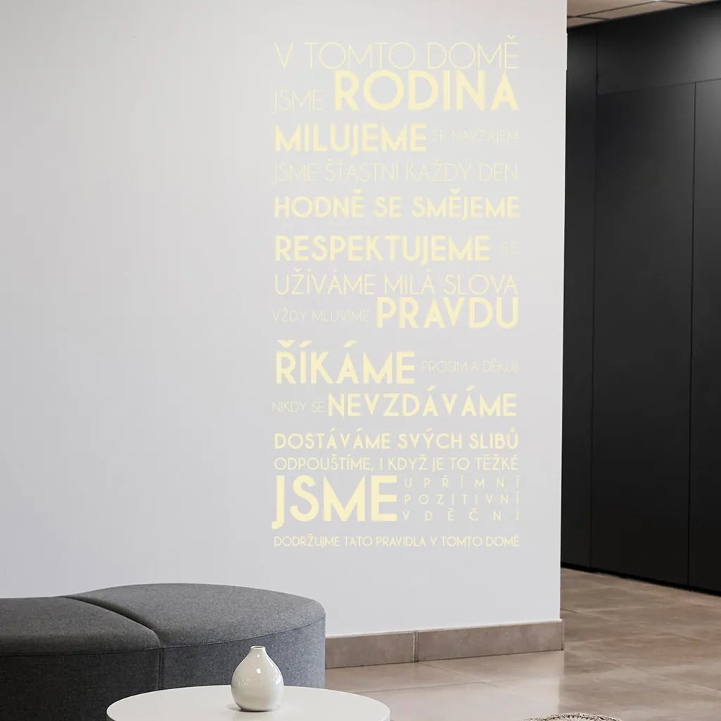 Veselá Stena Samolepka V tomto dome Farba: zelená, Veľkosť: 100 x 207 cm