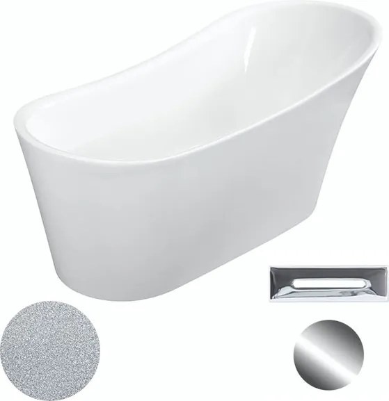 Besco Akrylátová voľne stojaca vaňa Calima Glam S 170x74 BESCO-Typ výpuste: Click-Clack s prepadom, čierna, BESCO-Rozmery: 170x74, BESCO-Farba: Biela…