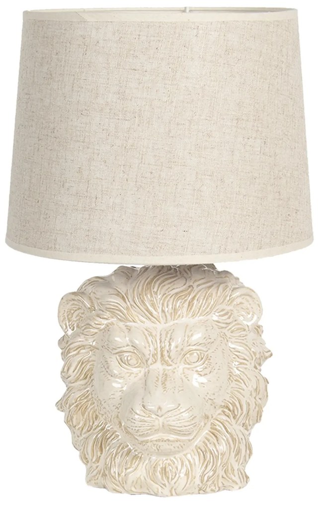 Béžová stolná lampa s hlavou leva - Ø 30 * 49 cm E27 / max 1 * 60W