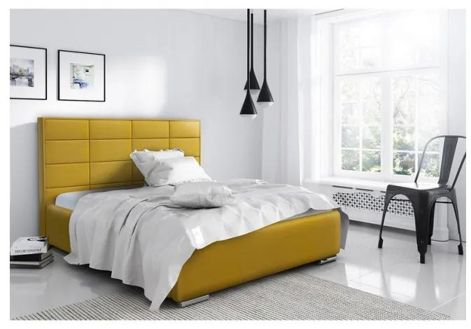 Elegantná manželská posteľ Caffara 120x200, žltá, jemná poťahová látka
