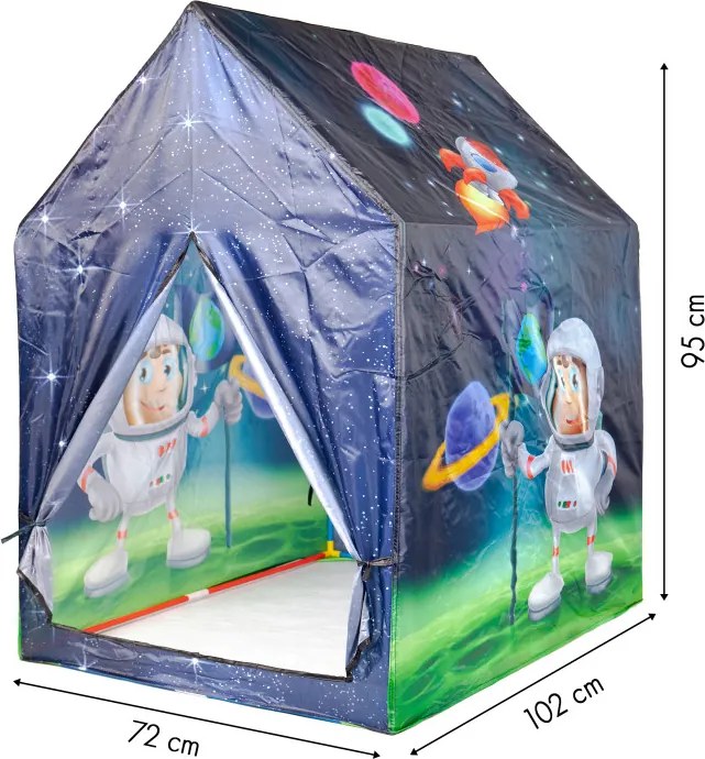 Detský hrací stan IPLAY – domček s vesmírnym motívom, farebný (95×72×102 cm)