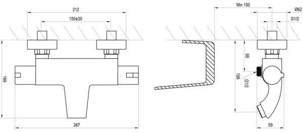 Ravak X070046 - Termostatická vaňová batéria TERMO lesklý chróm