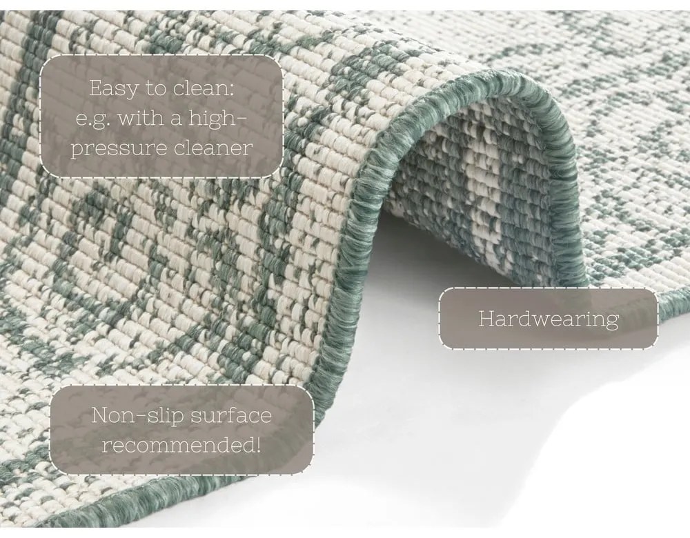 Zeleno-krémový vonkajší koberec NORTHRUGS Cebu, 80 x 150 cm