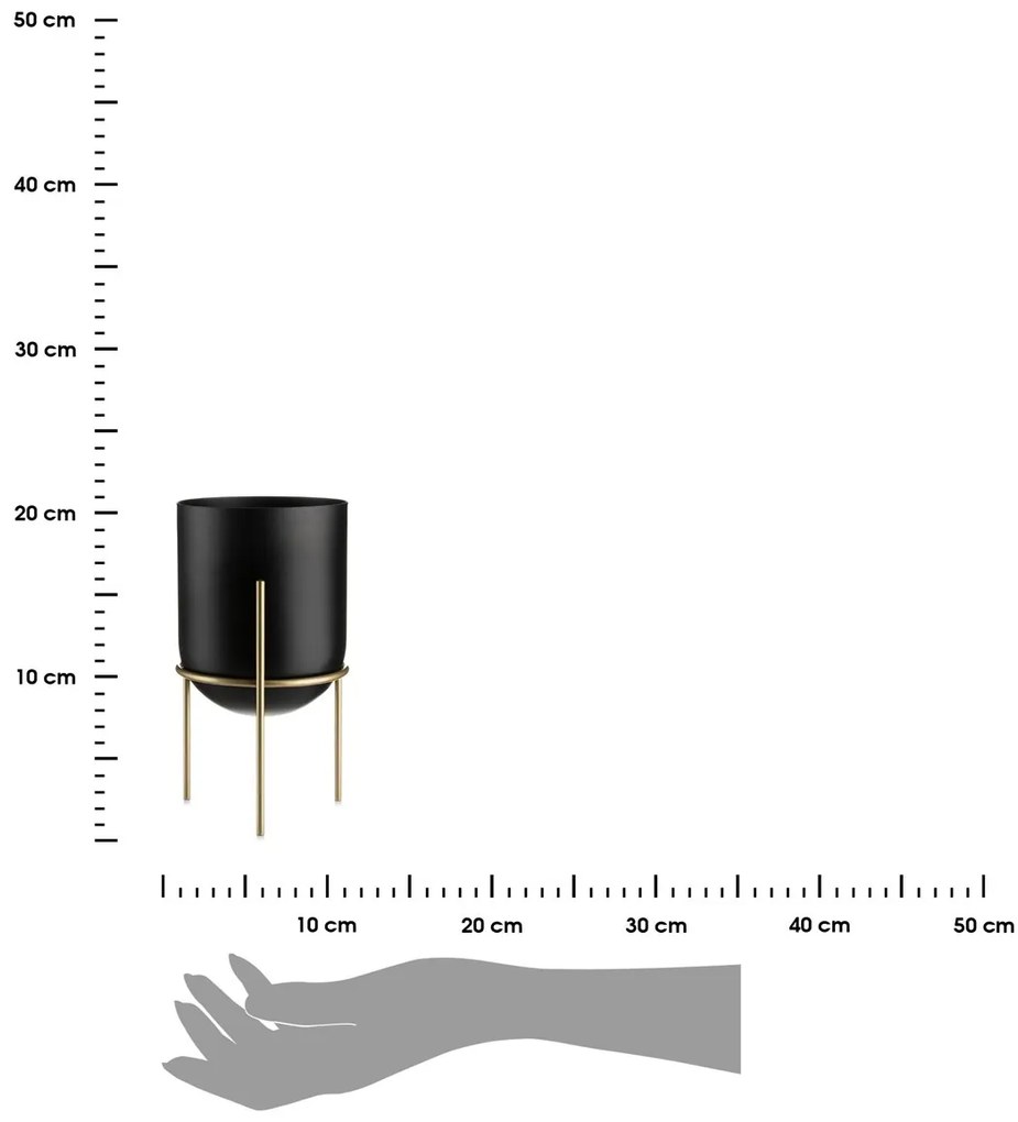 Kvetináč na stojane LOFT 20 cm čierna/zlatá