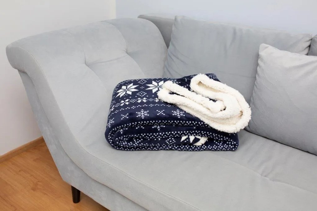 Deka WINTER s baránkom 150x200 cm - modrá/biela