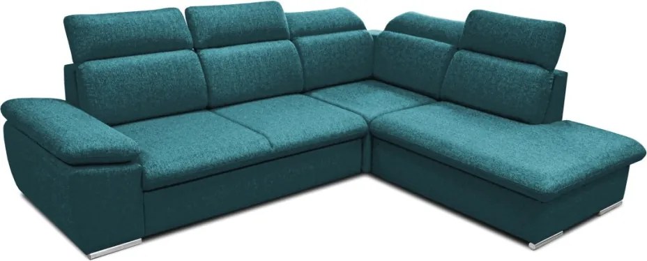 Rohová sedačka Aldon, petrolejová štruktúrovaná látka, pravý roh