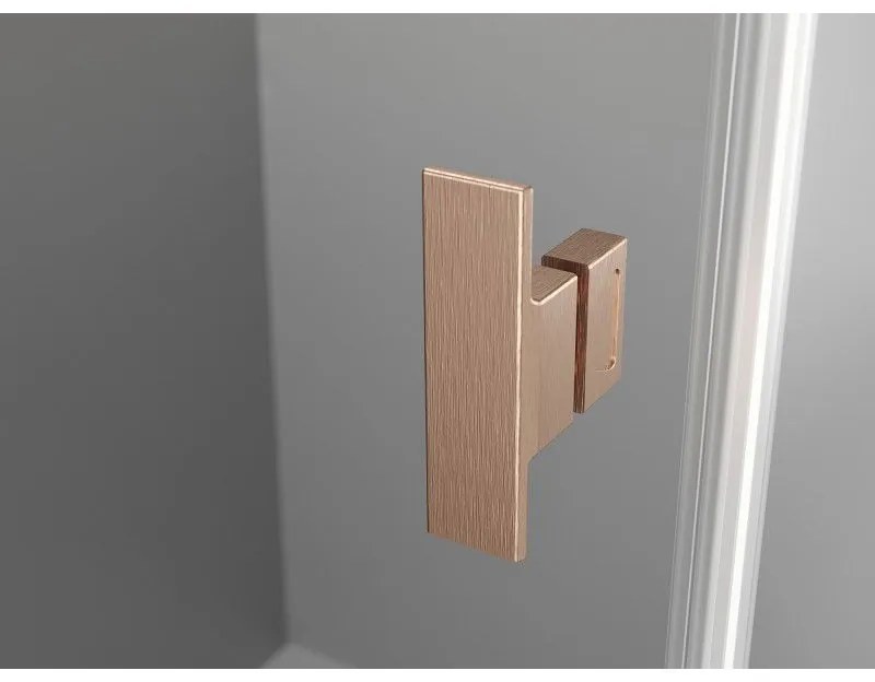 Mexen Mist-H Duo, 2-krídlový výklopný sprchový kút 80 x 85 cm, číre sklo, medený matný profil, 8A5-080L-085P-65-00