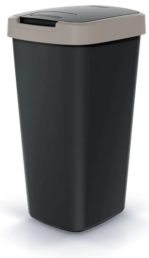 Odpadkový kôš s farebným vekom, 25 l, hnedá / čierna