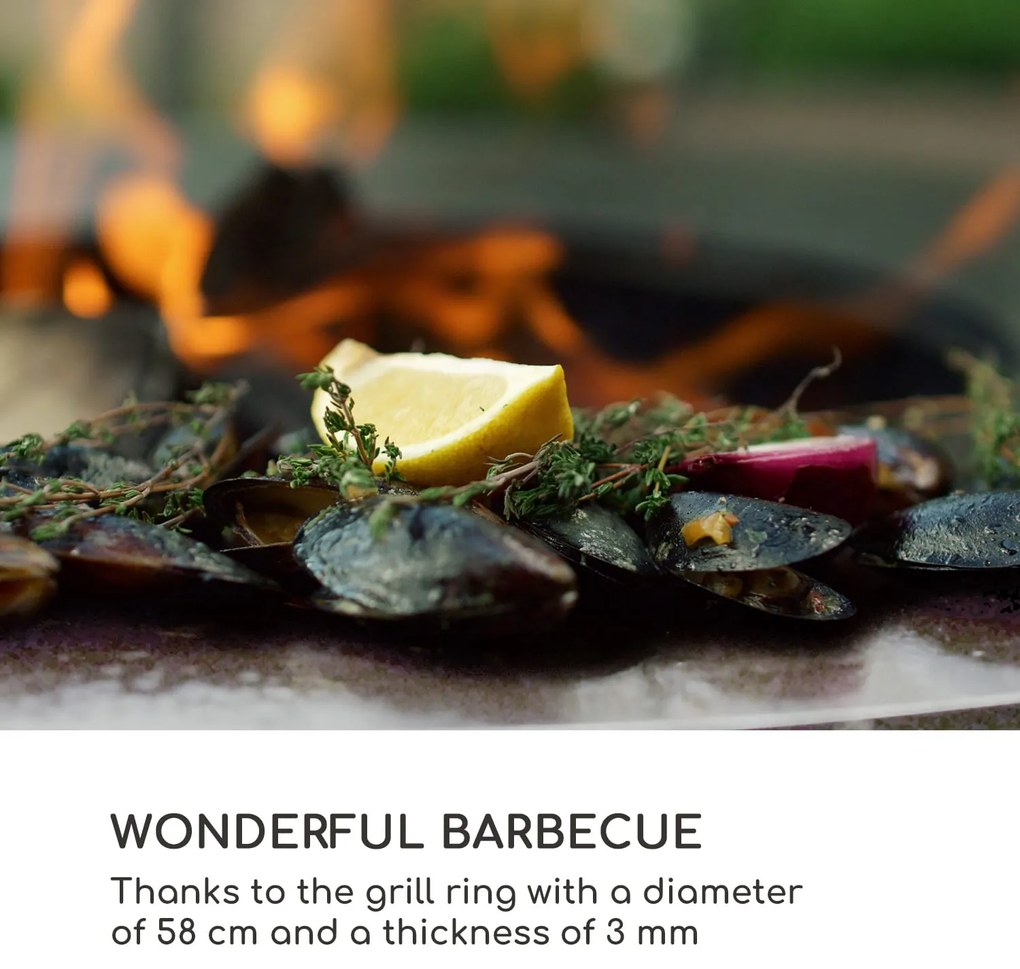 Blumfeldt Savage 2.0 Wide, ohnisko s grilom, bambusová doska na krájanie, ochranný kryt