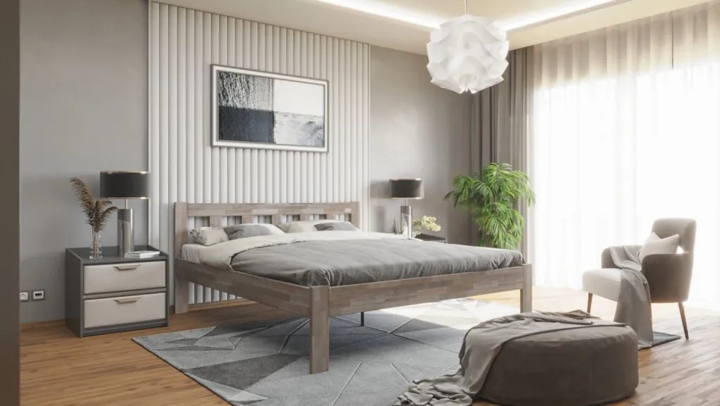 Manželská posteľ Tema 180x200 cm, šedý buk