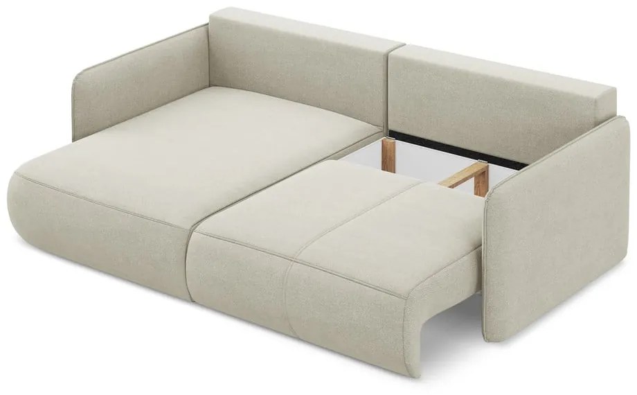 Krémovobiela rozkladacia/s úložným priestorom rohová pohovka (ľavý roh) Nanea – Makamii