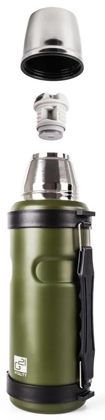 Termofľaša G21 na pitie, 1000 ml, zelená s rukoväťou 60022404