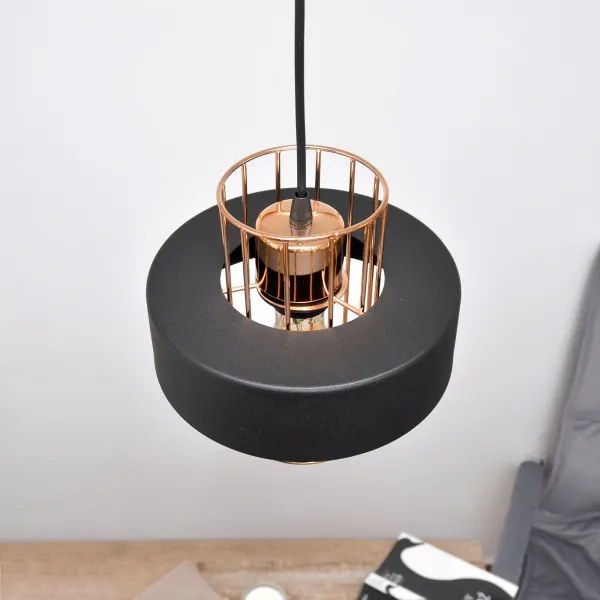 LED Luster na lanku VOLTA 2xE27/15W/230V čierna/zlatá