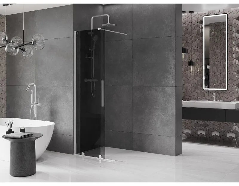 Mexen Velar, sprchová zástena s posuvnými dverami Walk-in 90 x 200 cm, 8mm šedé sklo, chrómová, 871-090-000-43-01