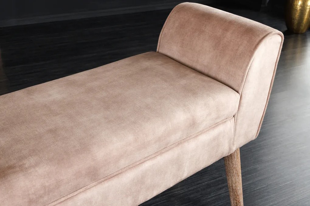 Krásna dizajnová lavica Scarlett 90 cm – v kombinácii béžového a kávového zamatu