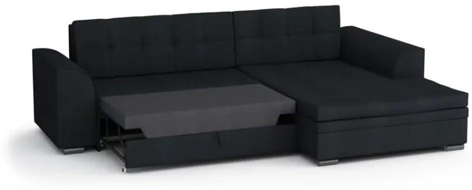 Rohová rozkladacia sedačka SORENTO, 294x80x196 cm, sawana14 black, pravá