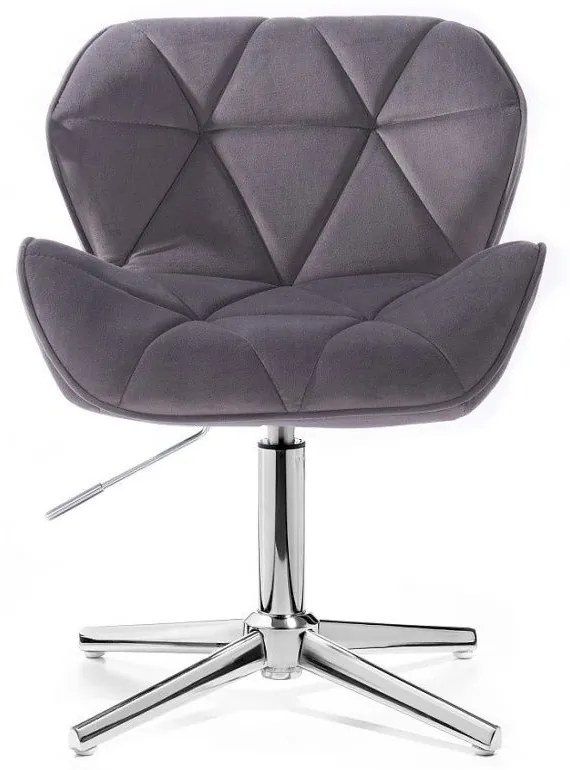 LuxuryForm DESIGN Stolička MILANO VELUR na striebornom kríži - tmavo šedá