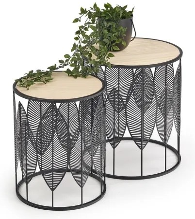 SADA 2x Konferenčný stolík FOLLA pr. 33/40 cm čierna