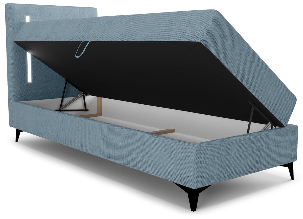 Jednolôžková posteľ 80 cm Ortega Bonell (svetlomodrá) (s roštom, bez úl. priestoru) (s LED osvetlením). Vlastná spoľahlivá doprava až k Vám domov. 1082565