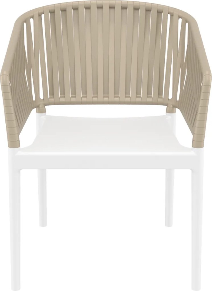 PORTOFINO záhradná stolička s podrúčkami white/taupe