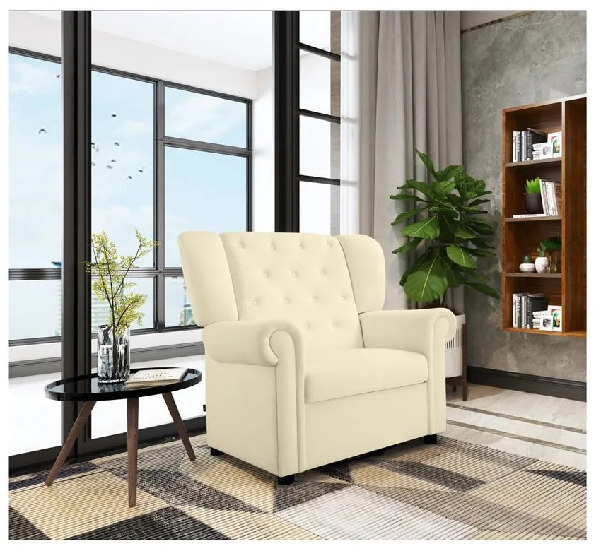 Biele zamatové hojdacie chesterfield kreslo Lillyse – Støraa