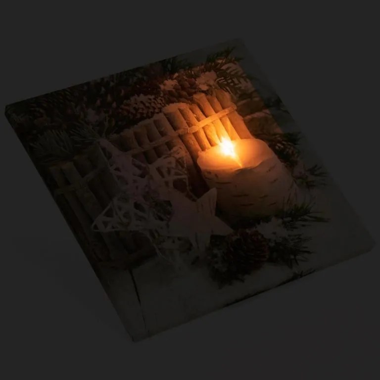 Nexos 86704 Nástenná maľba zimné zátišie, 1 LED, 30 x 30 cm