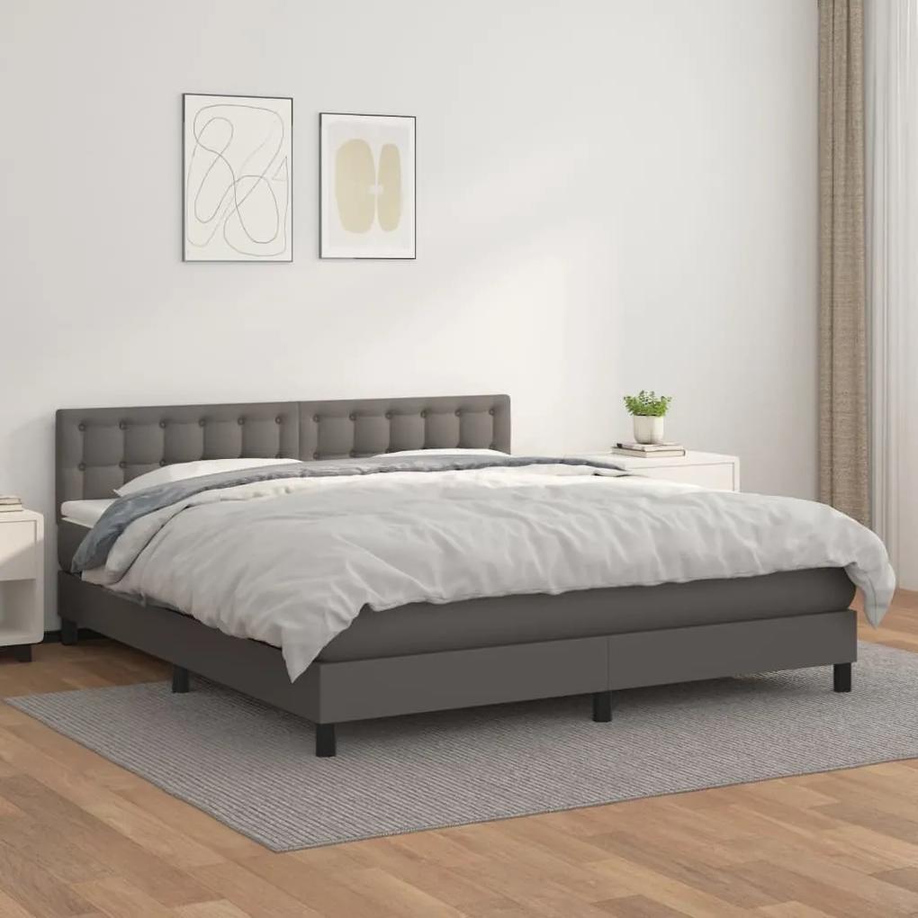 Boxspring posteľ s matracom sivá 180x200 cm umelá koža 3141141