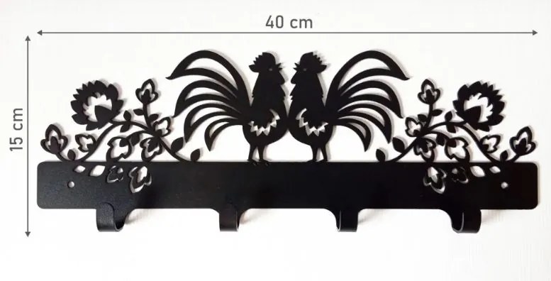 Kovový vešiak na stenu DVAJA KOHÚTI