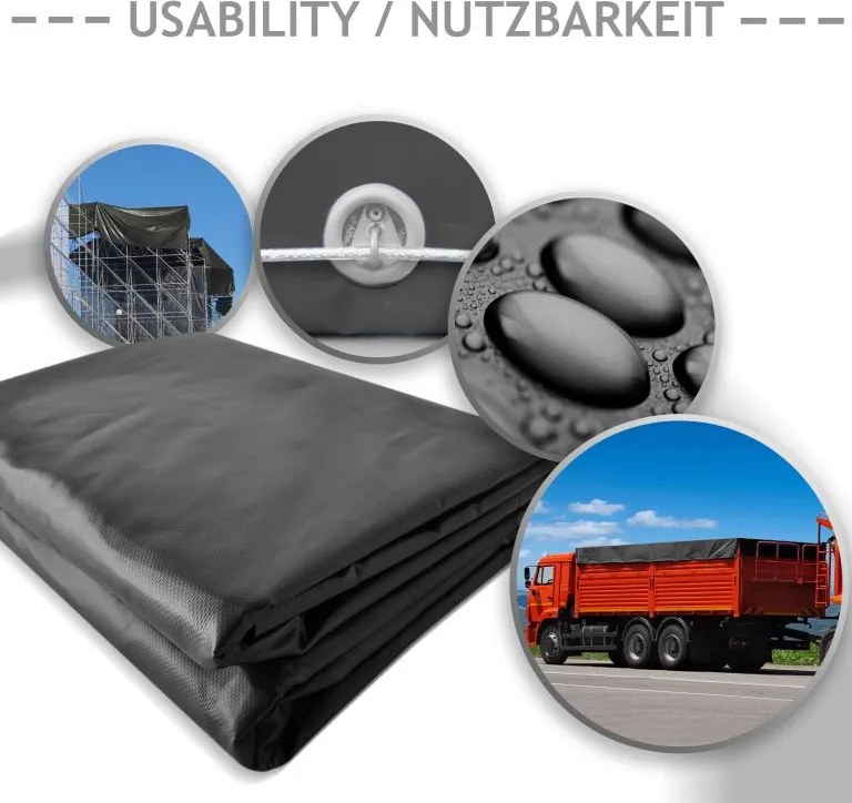 JAGO Plachta 650 g/m², hliníkové oká, antracit, 3 x 5 m