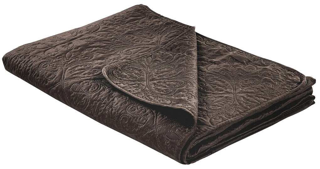 Súprava posteľnej prikrývky a vankúšov 160 x 220 cm hnedá RAYEN Beliani
