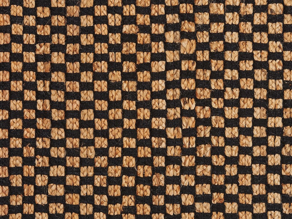 Jutový koberec 140 x 200 cm čierna a béžová GERCE Beliani