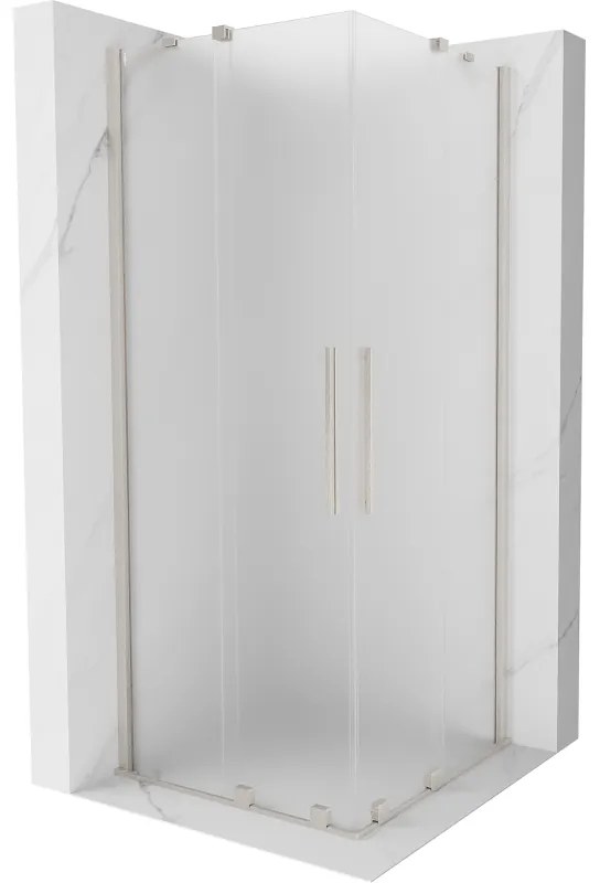 Mexen Velar Duo, sprchový kút s posuvnými dverami 100 x 100 cm, 8mm sklo námraza, brúsená oceľ, 871-100-100-32-97