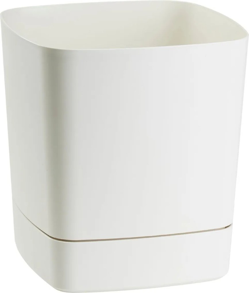 Plastový květináč s podmiskou Cubi 34x34 cm krémový