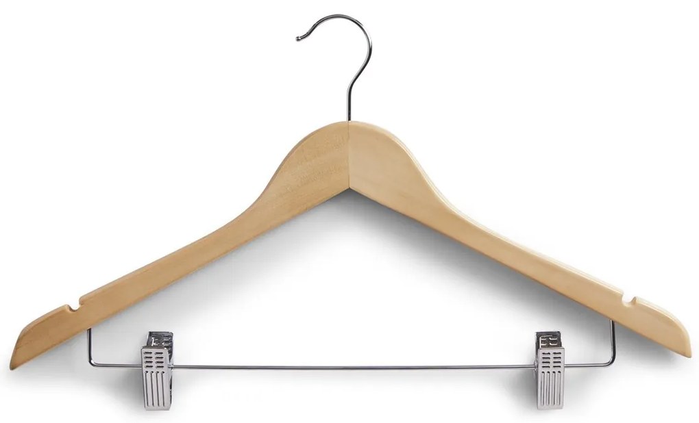 Zeller Present Drevený vešiak na oblečenie s klipom na nohavice a sukne, súprava 3 ks