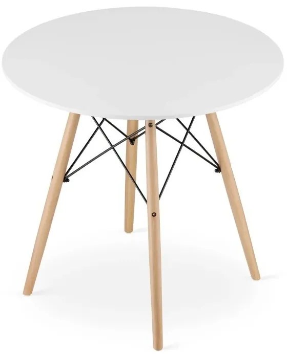 Jedálenská zostava TODI 80cm okrúhly stolový set biely + 4 stoličky OSAKA biele