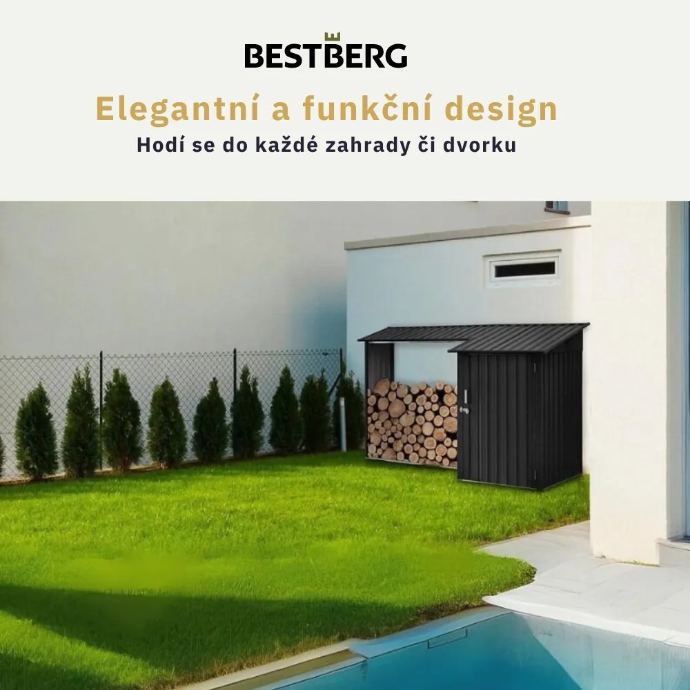 Záhradný drevník BestBerg DD-3A / 2,8 m² / 270 x 105 x 158 cm / šedá