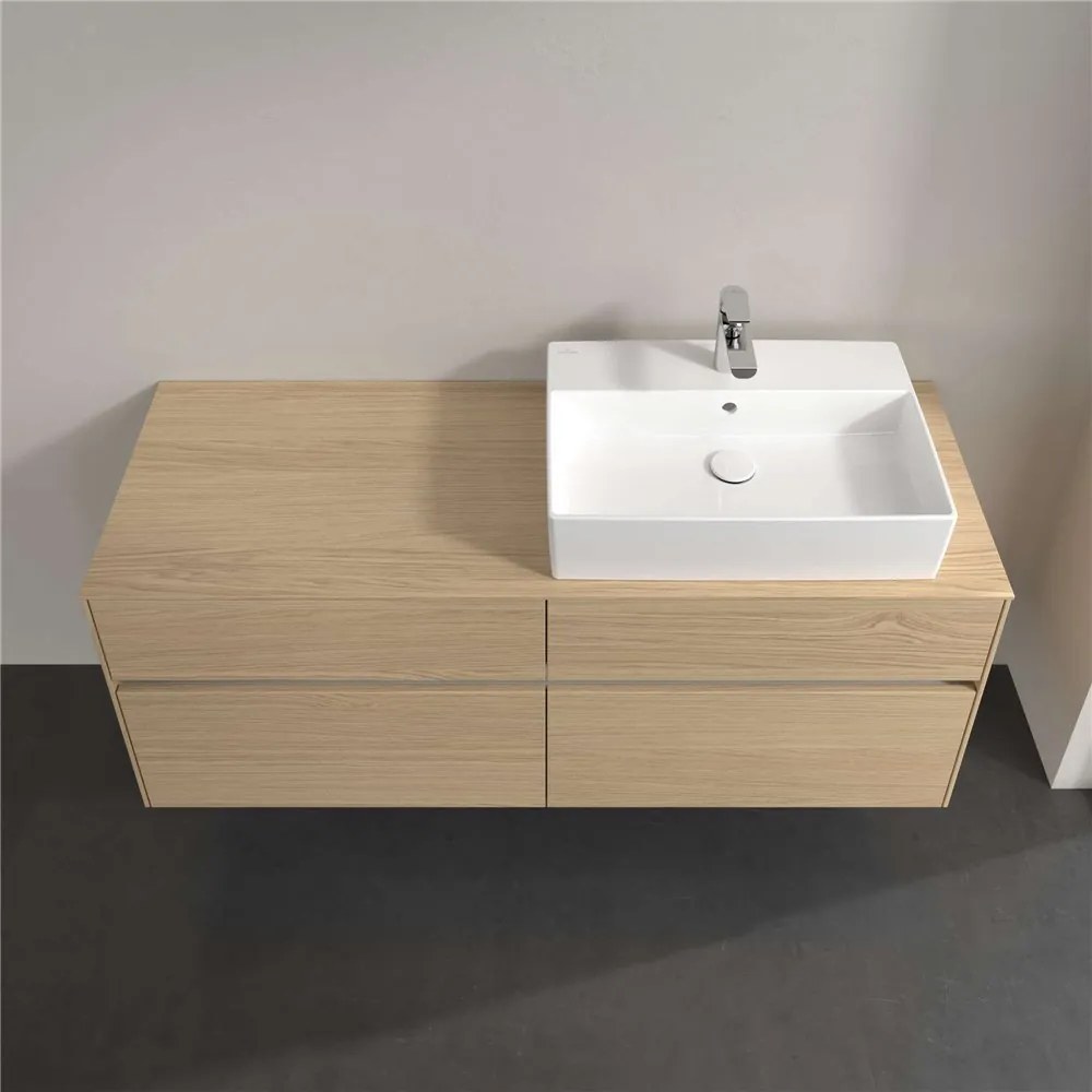 VILLEROY &amp; BOCH Collaro závesná skrinka pod umývadlo na dosku (umývadlo vpravo), 4 zásuvky, 1400 x 500 x 548 mm, Nordic Oak, C13300VJ