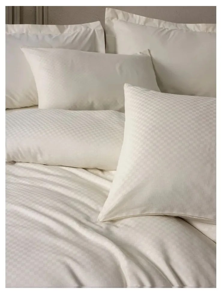 Béžové obliečky na dvojlôžko/predĺžené z bavlny Renforcé 240x220 cm Checkered – Mila Home Luxury