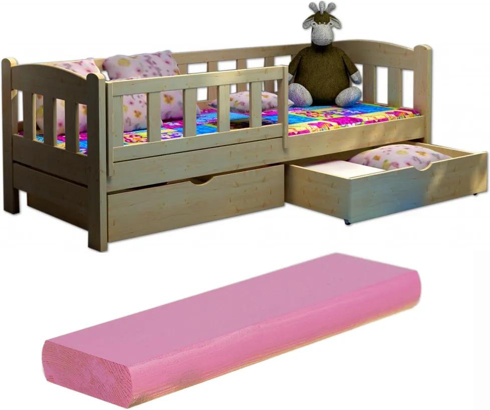 FA Oľga 2 200x90 detské postele so zábranou Farba: Ružová (+44 Eur), Variant rošt: Bez roštu (-3 Eur)