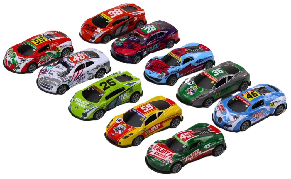 Lean Toys Súprava autíčok na trecí pohon 1:64 – 10 kusov