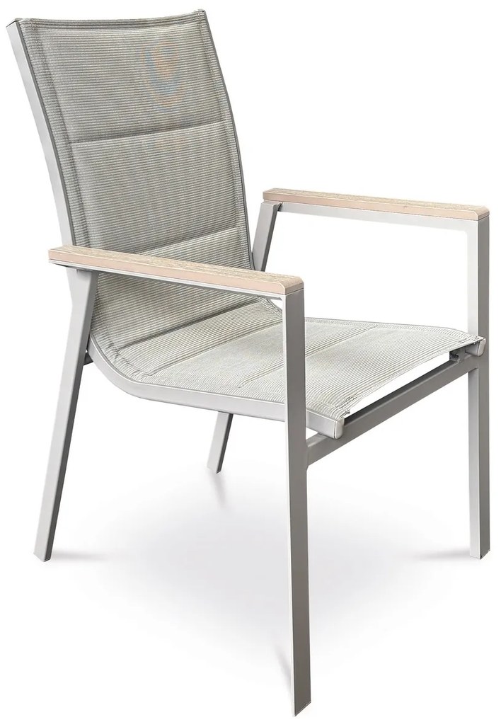 Autronic Záhradná stolička, hliník, textil, sivá, AZC-S1110 GREY